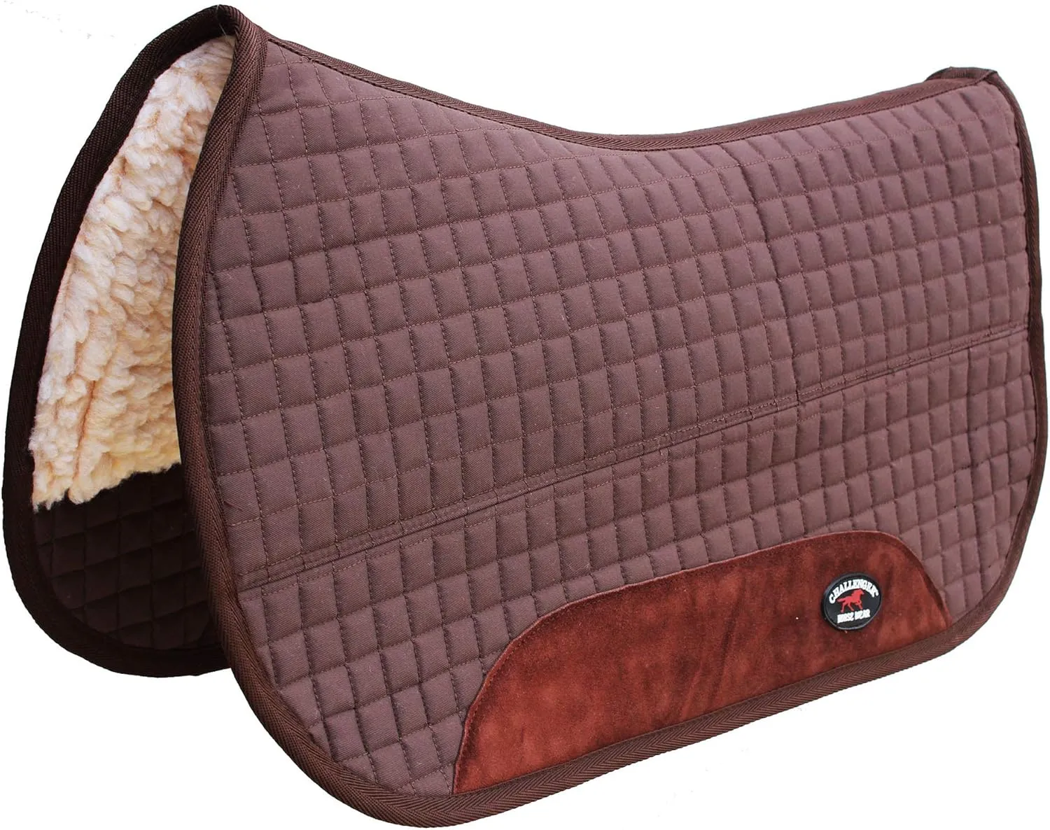 CHALLENGER Equine Western Horse Saddle PAD 28X32 Double Back Fleece Lined Brown 3996