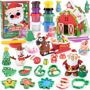 Christmas Color Dough Sets for Kids Ages 4-8, DIY Clay Sets for Kids Ages 2-4 Dough Kit Toys Christmas Crafts for Kids Educational Toys Gifts for Kids 4-6 Girls Safe & Non-Toxic