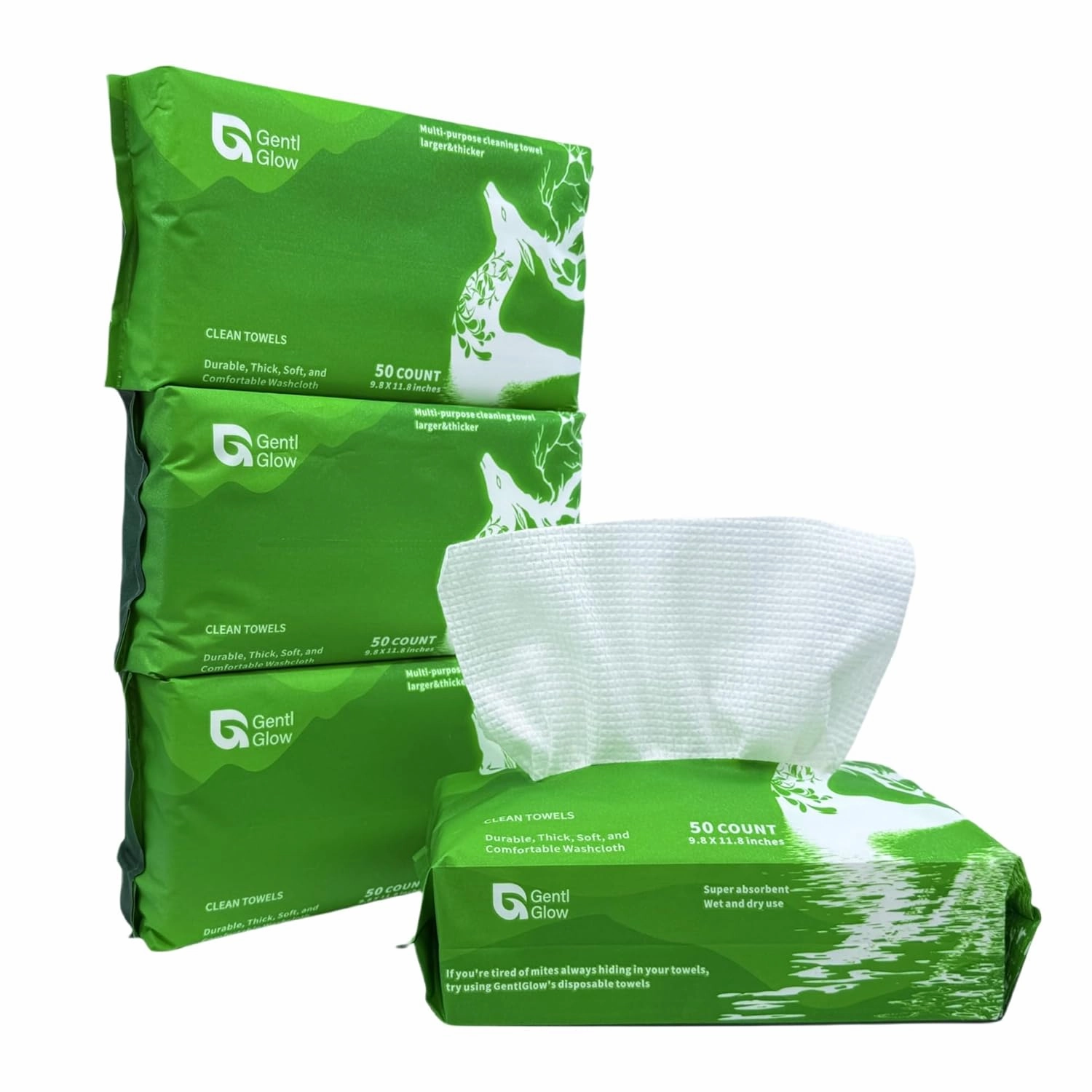 Clean Towels XL, 100% USDA Biobased Face Towel, Big and Thick, Multipurpose Towel, Facial Wash And Dry, Makeup Remover Dry Wipes, Disposable Face Towels, 4 Packs (200 Count) 12 x 10 Inches