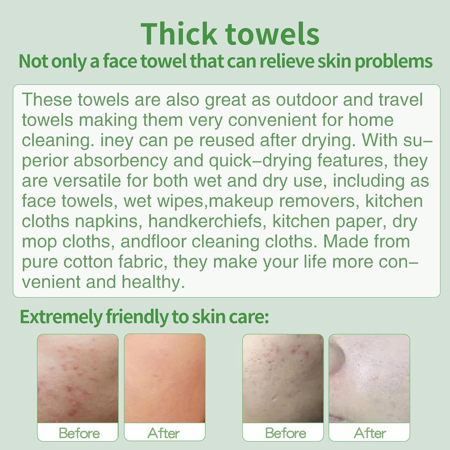 Clean Towels XL, 100% USDA Biobased Face Towel, Big and Thick, Multipurpose Towel, Facial Wash And Dry, Makeup Remover Dry Wipes, Disposable Face Towels, 4 Packs (200 Count) 12 x 10 Inches