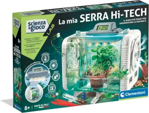Clementoni Science and Play Laboratory – My Hi-Tech Greenhouse Botany Lab for Children from 8 Years Old, 3 Plant Growing Modes, with LED and LCD Screen, Set Made in Italy,