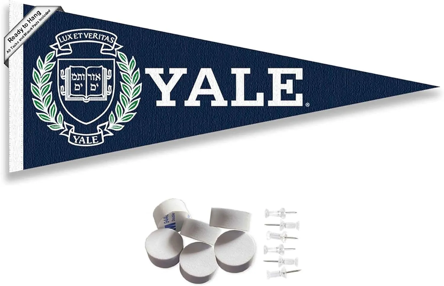 College Flags & Banners Co. Yale Bulldogs Pennant Flag and Wall Tack Mount Pads