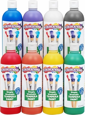 Colorations Simply Washable Tempera Paint, Rainbow Plus 8 Pack, Matte Finish, Classroom Supplies, Vibrant Colors, Non Toxic, Washes Off Easily, School, Craft, Art Supply Set, 16 oz Bottles