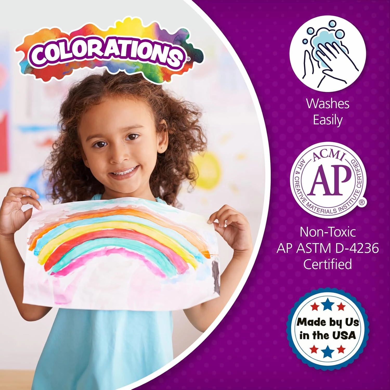 Colorations Simply Washable Tempera Paint, Rainbow Plus 8 Pack, Matte Finish, Classroom Supplies, Vibrant Colors, Non Toxic, Washes Off Easily, School, Craft, Art Supply Set, 16 oz Bottles
