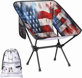 Colorful American Flag Camping Chair Lightweight Portable Chairs for Adults Easy Installation Outdoor Foldable Camping Chair for Camping Fishing Hiking Picnic Beach