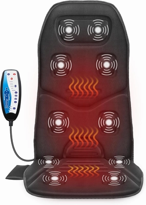 COMFIER Massage Seat Cushion with Heat - 10 Vibration Motors, Back Massager for Chair, Massage Chair Pad for Back Ideal Gifts for Men, Women (Renew)