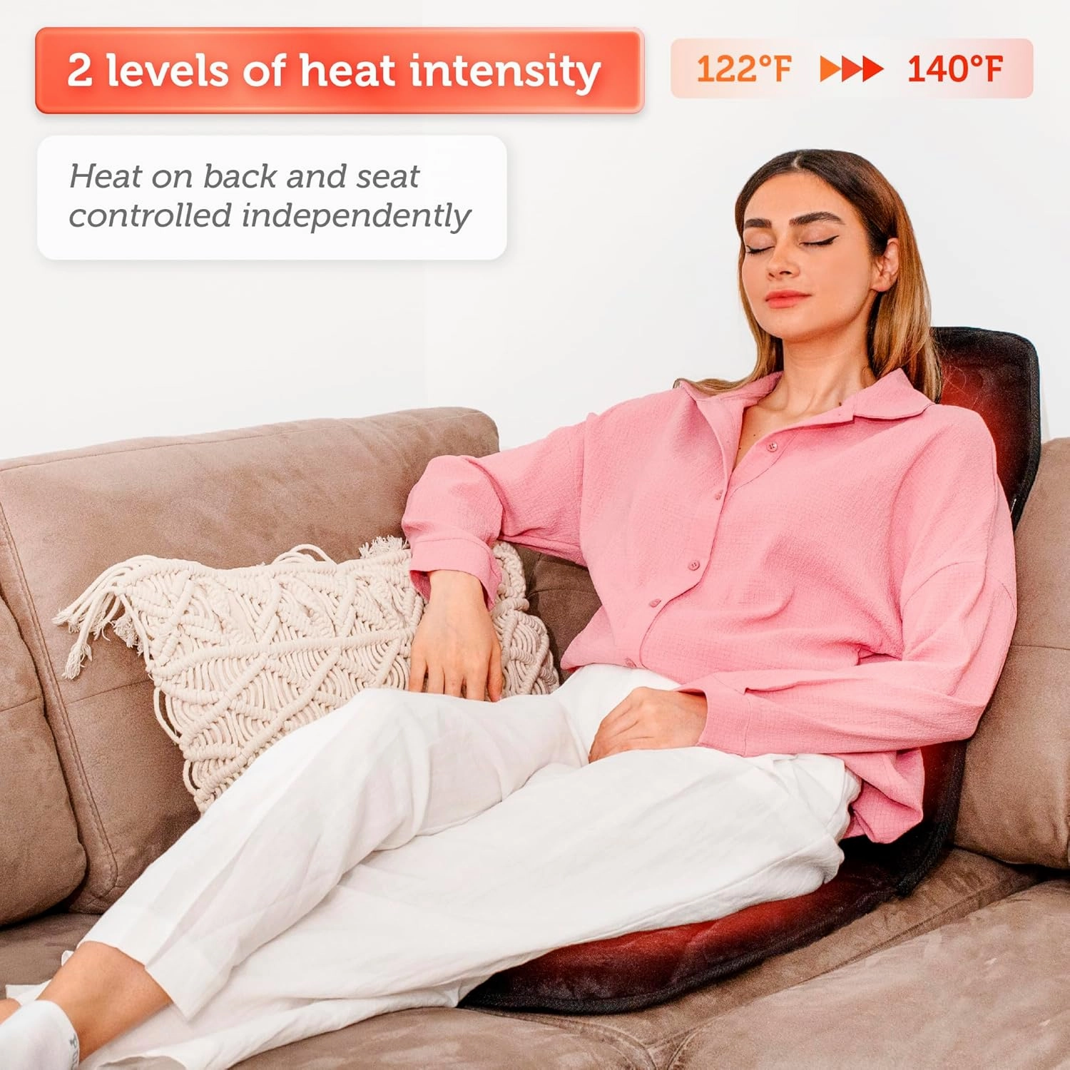 COMFIER Massage Seat Cushion with Heat - 10 Vibration Motors, Back Massager for Chair, Massage Chair Pad for Back Ideal Gifts for Men, Women (Renew)