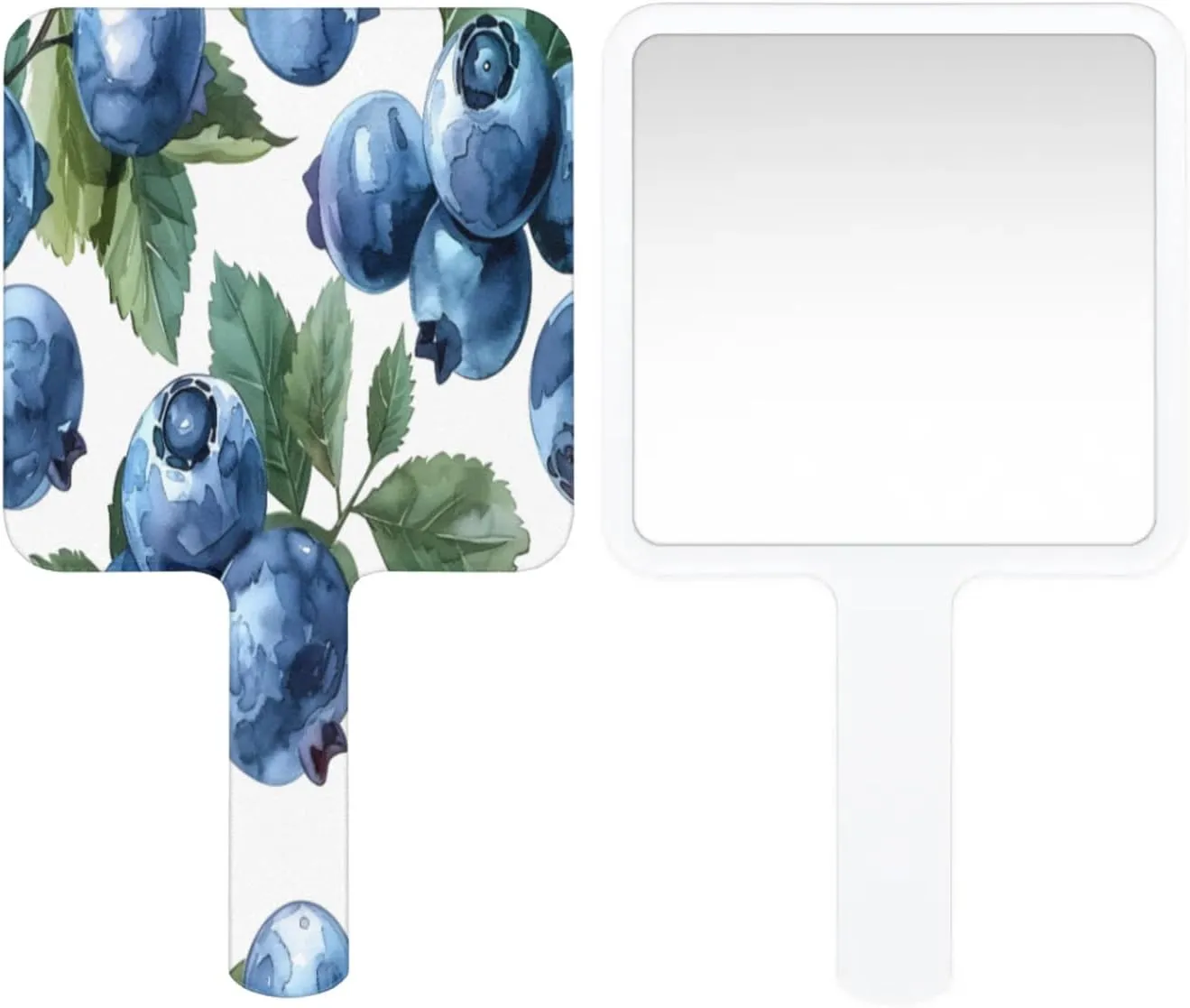 Compact Square Handheld Travel Mirror - 6.2x3.6 Inches, Ultra-Portable & Crystal-Clear, Cute Stuff for Women, Cartoon Blueberries Makeup Mirror