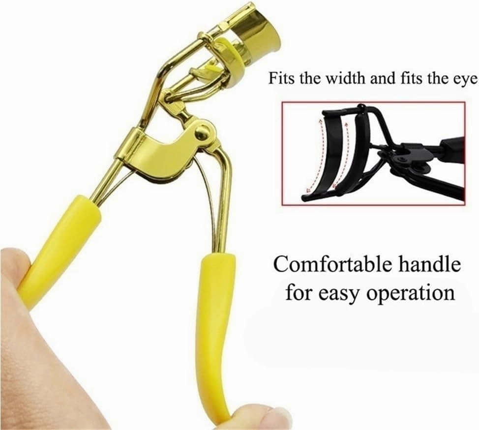 Convenient Metal Eyelash Curler Push Up Eyelash Curler Eyelash Curler with Comfort Grip Effortless Cosmetic Tools Lash Curler Beauty Products Easy to Use Curl Eye Shapes(Black)