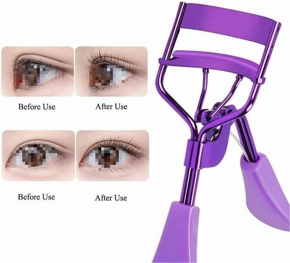 Convenient Metal Eyelash Curler Push Up Eyelash Curler Eyelash Curler with Comfort Grip Effortless Cosmetic Tools Lash Curler Beauty Products Easy to Use Curl Eye Shapes(Black)