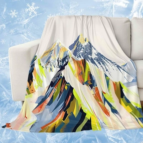 Cooling Blanket 50" x 60" Hand Drawing Abstract Snowy Mountain Ranges Oil Painting Illustration Breathable Summer Blankets Cooling Comforters for Hot Sleepers Throw Blankets for Bed Sofa Couch