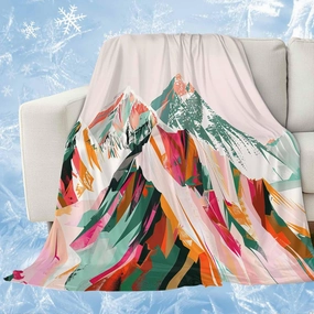 Cooling Blanket 60" x 80" Hand Drawing Abstract Snowy Mountain Ranges Oil Painting Illustration Breathable Summer Blankets Cooling Comforters for Hot Sleepers Throw Blankets for Bed Sofa Couch