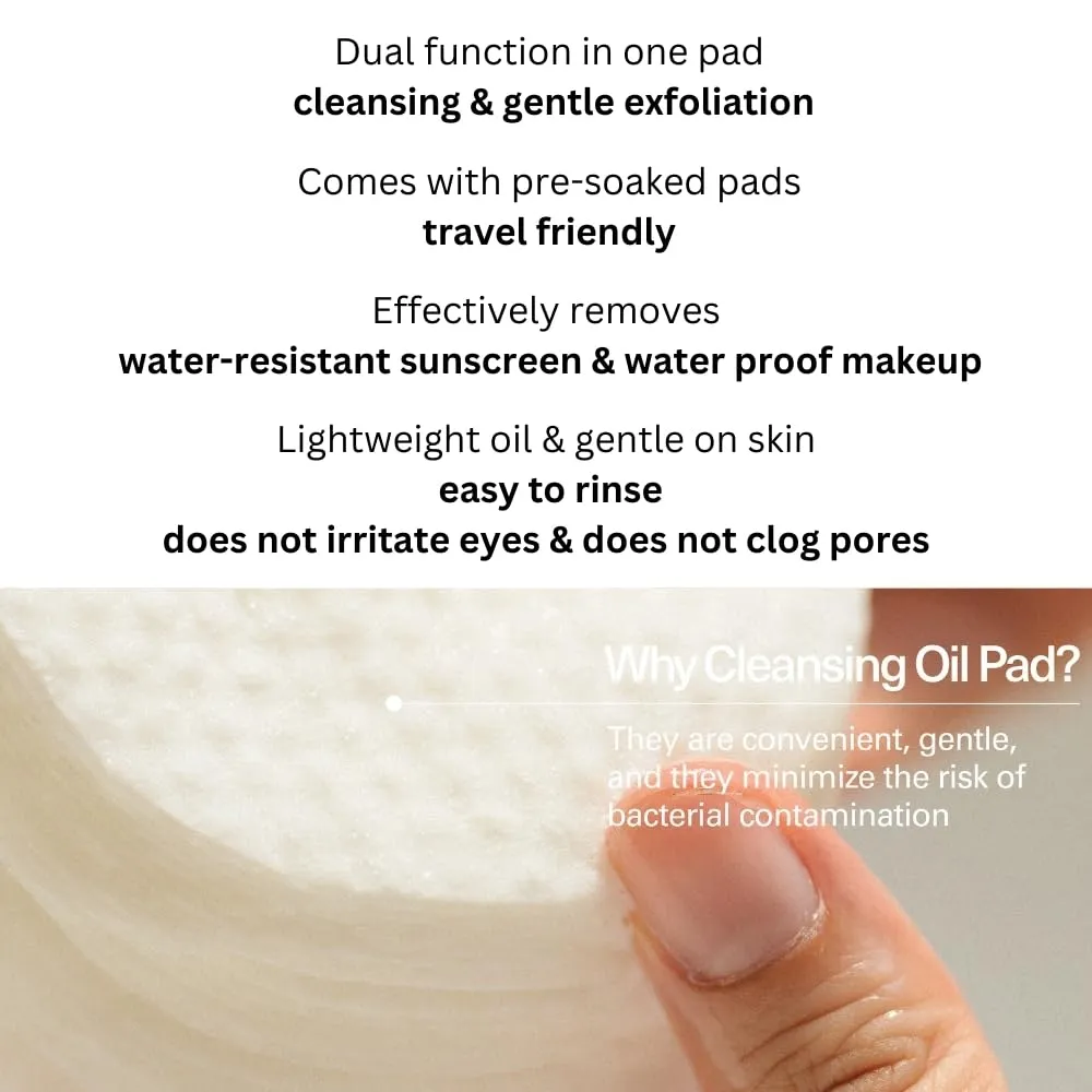 Daily Cleansing Oil for Face & Eye Makeup Remover Pads, Safe for Acne Prone & Sensitive Skin - Clinically Tested, 30pads (Pack of 1)