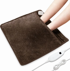DAILYLIFE Heated Foot Warmers, 20"x24" Electric Heating Pad for Feet with 6 Heat Settings, Overheating Protection, 2 Hours Auto-Off, Machine Washable, Brown