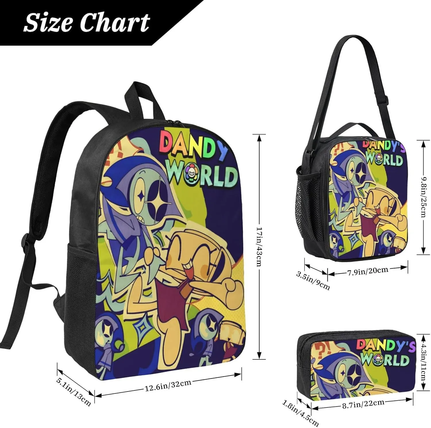 Dandys World Backpack Cartoon Print Cute Daily Multi-Purpose Backpack, 3set