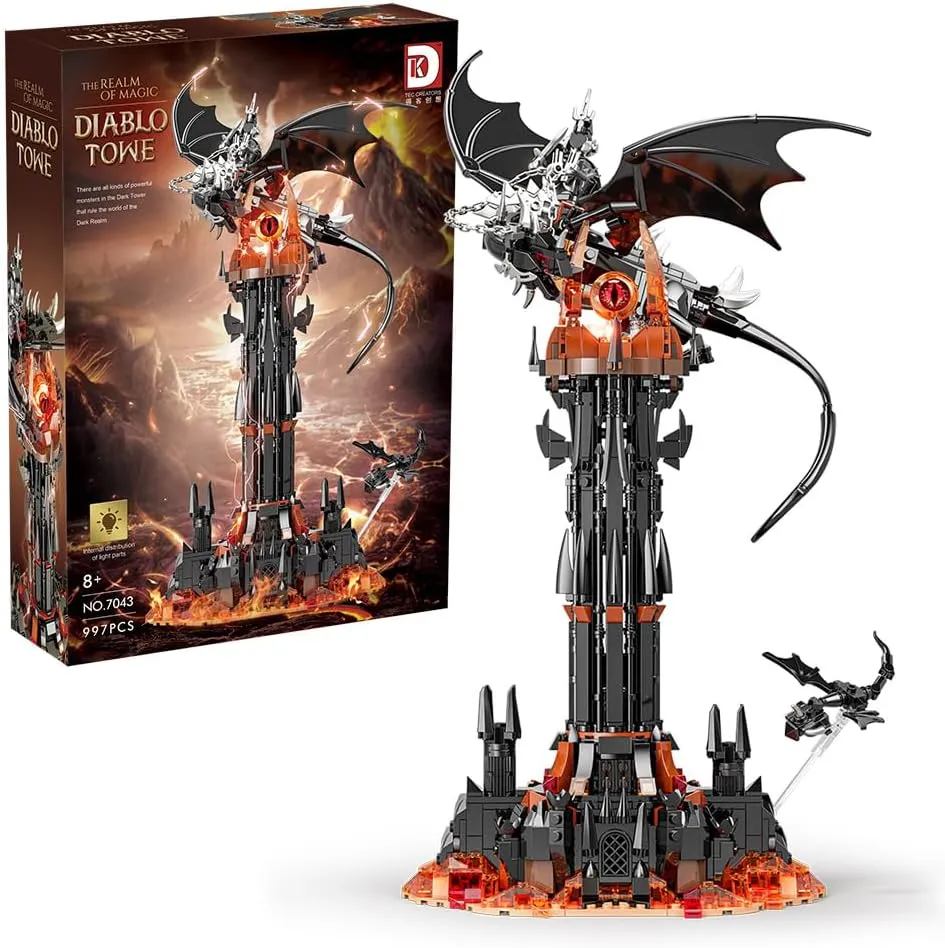 Dark Fantasy Castle & Dragon Building Blocks Set, Creative Castle Model with Light (997 PCS) 7043