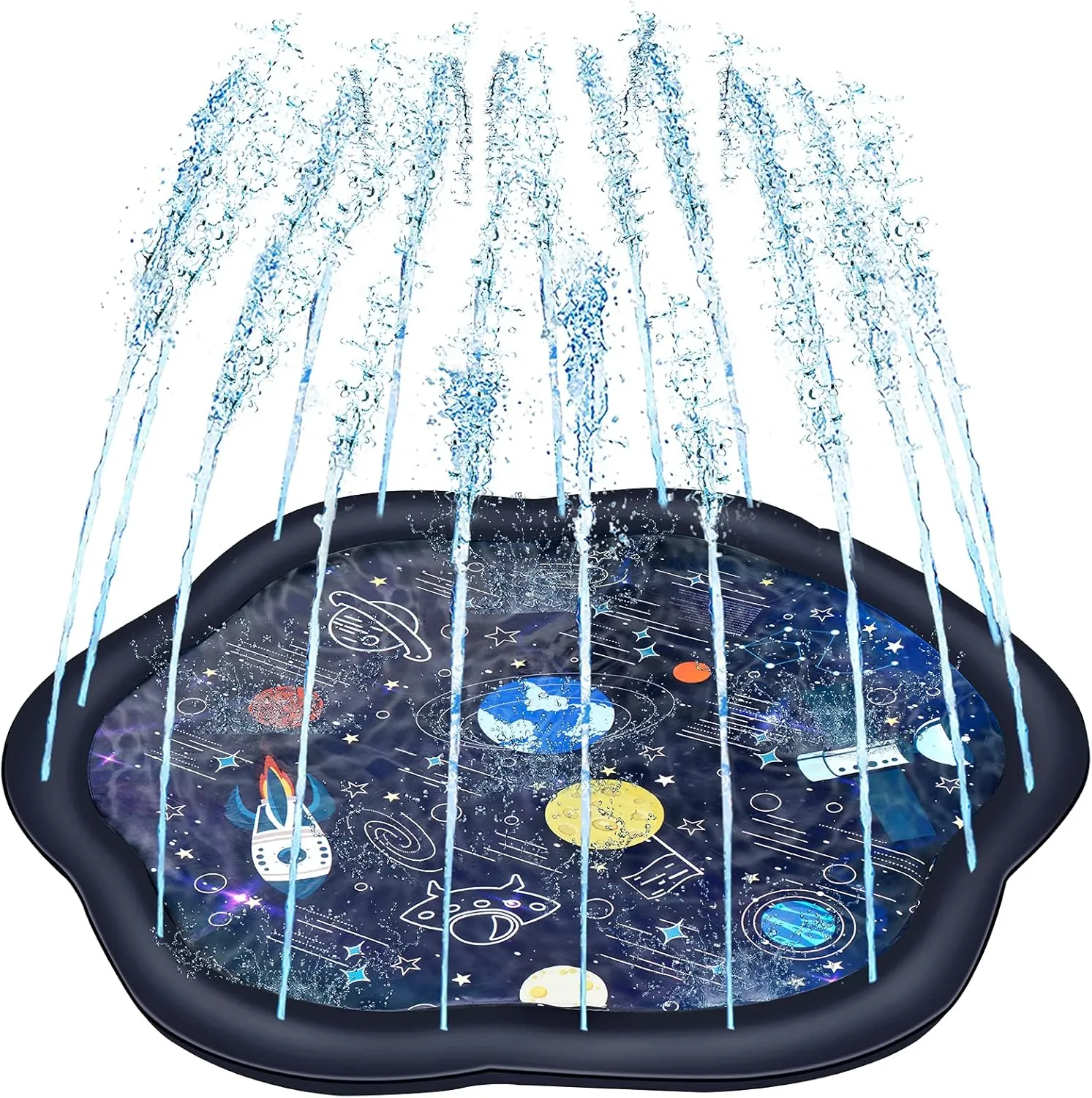 Decorlife Toddlers Splash Pad 60-Inch, Adjustable Outdoor Water Play Sprinklers, Enduring & Funny Summer Toy, Space Theme