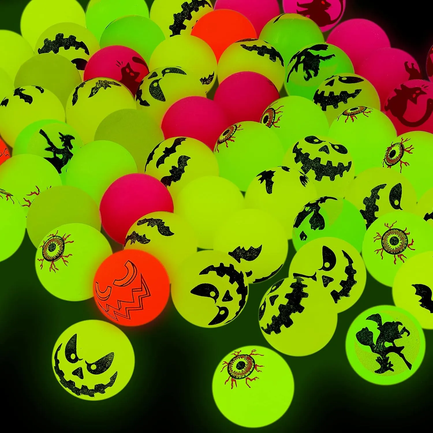 Deekin 300 Pcs Halloween Bouncing Ball, Glow in the Dark Bouncy Party Favors Supplies, Small Bouncy Balls, Rubber Halloween Balls for Boys and Girls Birthday Party Gifts Game Prizes, 0.98 Inch