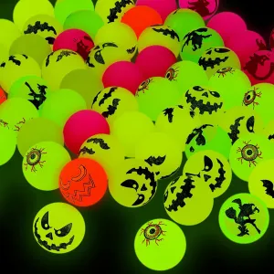 Deekin 300 Pcs Halloween Bouncing Ball, Glow in the Dark Bouncy Party Favors Supplies, Small Bouncy Balls, Rubber Halloween Balls for Boys and Girls Birthday Party Gifts Game Prizes, 0.98 Inch