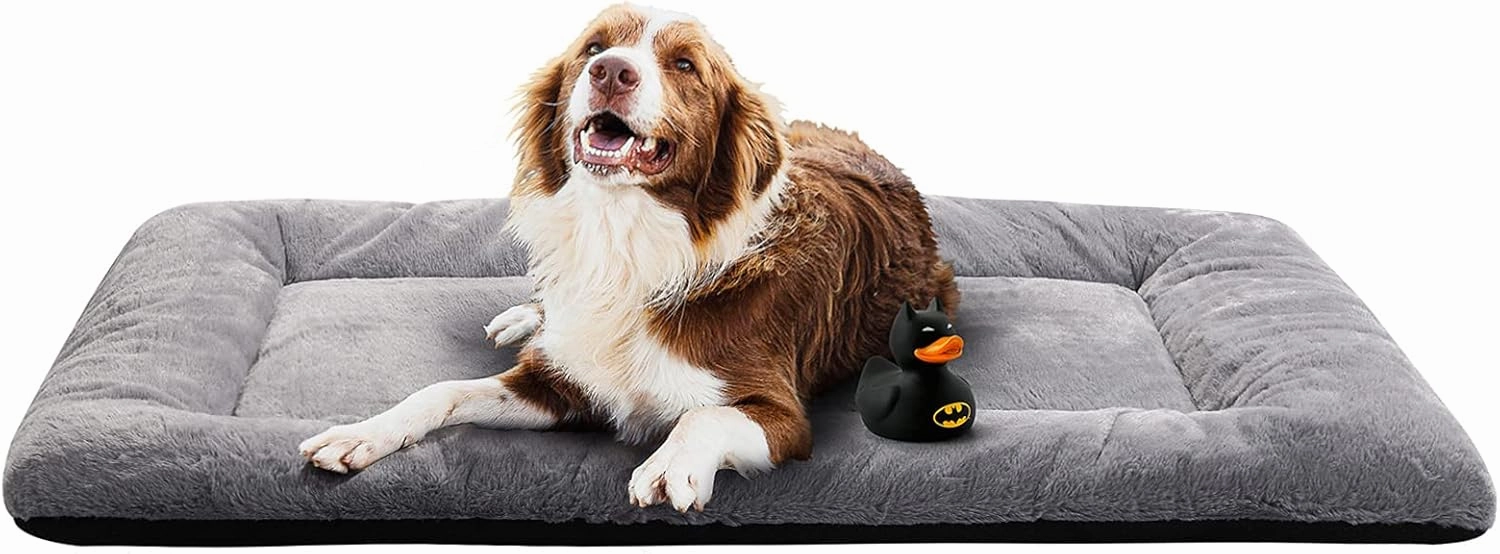 Dog Beds Crate Pad for Extra Large Dogs Fit Metal Crates,Ultra Soft Bed Washable & Anti-Slip Kennel Cozy Sleeping Mat,Gray 48inch