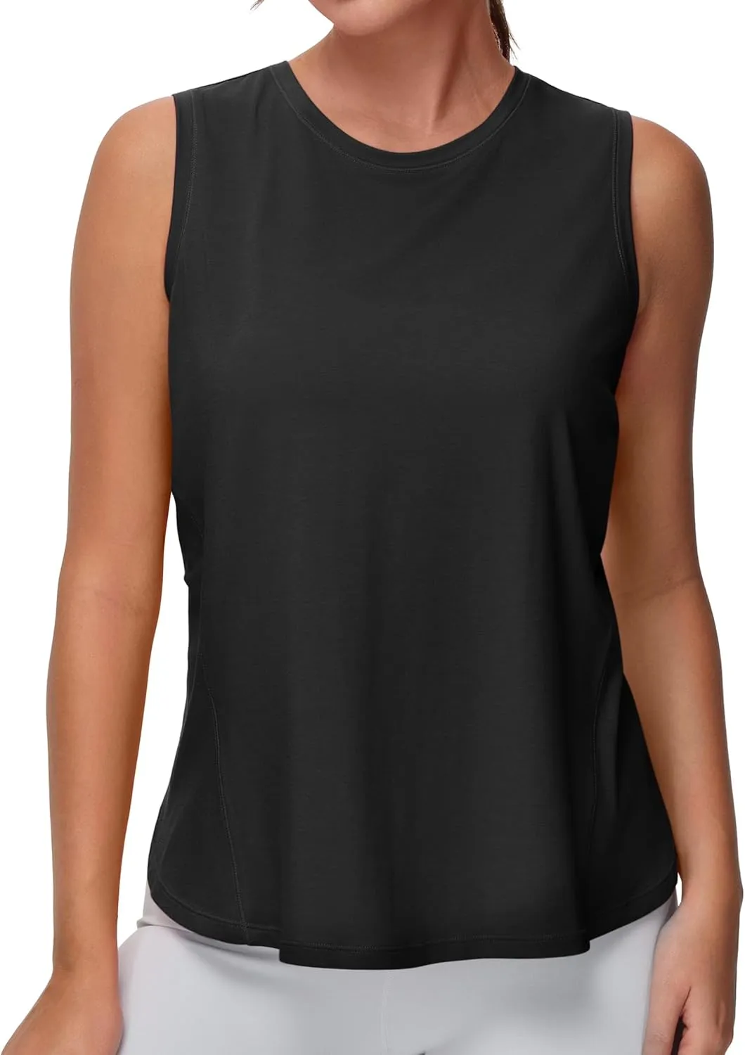 Dragon Fit Lightweight Workout Tank Tops for Women Sleeveless Yoga Shirts Side Split Loose Fit Athletic Tops with Curved Hem