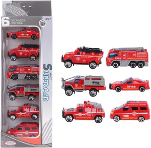 Drfeify 6pcs Engineering Car Model Toy,1:64 Alloy Simulation Vehicle Car Model Toy Children(Type B Fire Fighting Series)