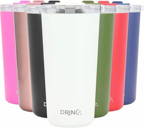Drinco - 20 oz Stainless Steel Tumbler | Double Walled Vacuum Insulated Mug With Lid, 2 Straws, For Hot & Cold Drinks (20oz Artic White, 20oz)