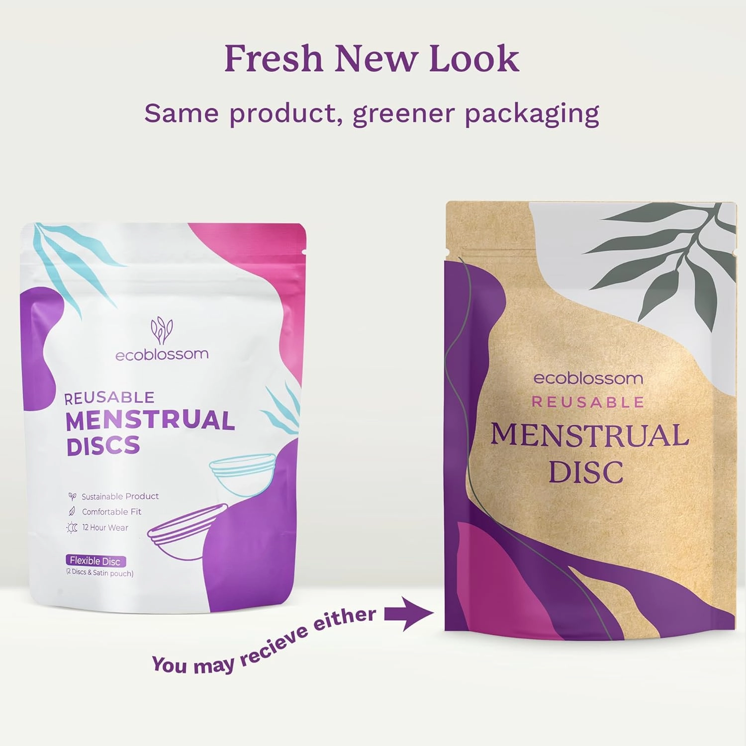 Ecoblossom Reusable Menstrual Disc - Menstrual Cup - Soft Period Disc for Women Designed with Flexible, Medical-Grade Silicone Period Cup (Black)
