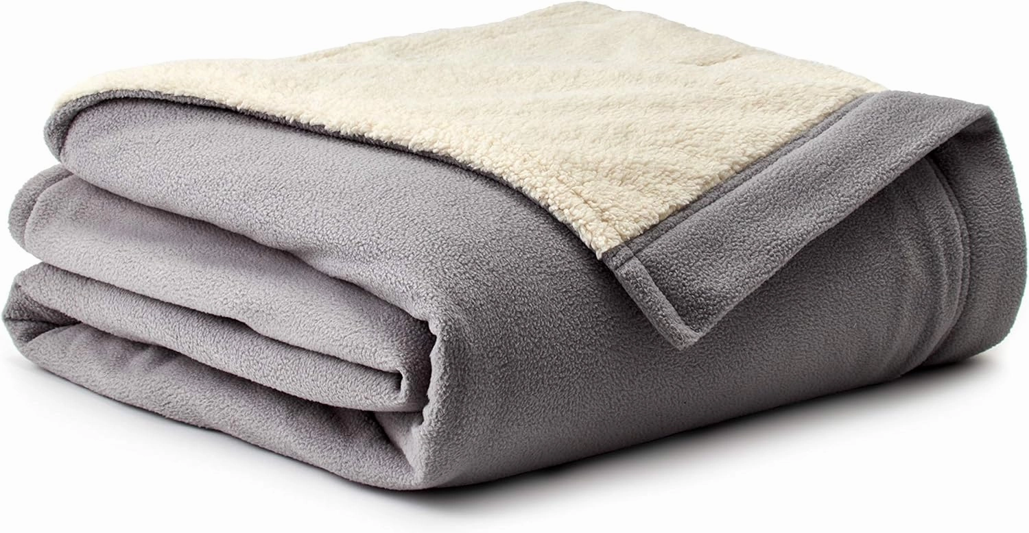 Eddie Bauer - Full Heated Blanket, Soft Fleece Electric Blanket with Sherpa Reverse, Warm Bedding with Low-Voltage Technology (Grey, Full)