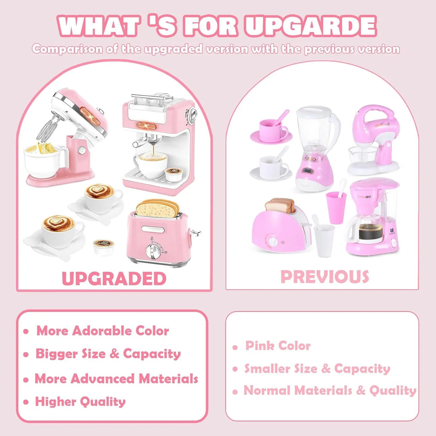 Ehome Play Kitchen Toys Kids Kitchen Accessories Pretend Play Kitchen Appliances Toy Set with Coffee Maker, Mixer, Toaster for Kids Toddler Kitchen Playset Ages 4 5 6 7 8 Girls