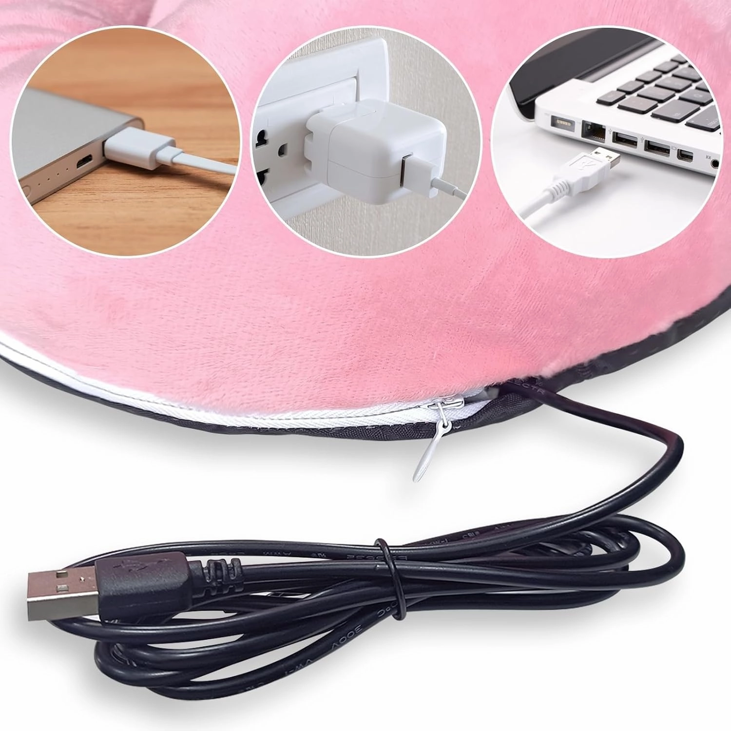 Electric Heated Foot Warmer, USB Fast Heating Pad Soft Flannel, Portable Heating Slippers Under Desk for Men and Women (Pink)