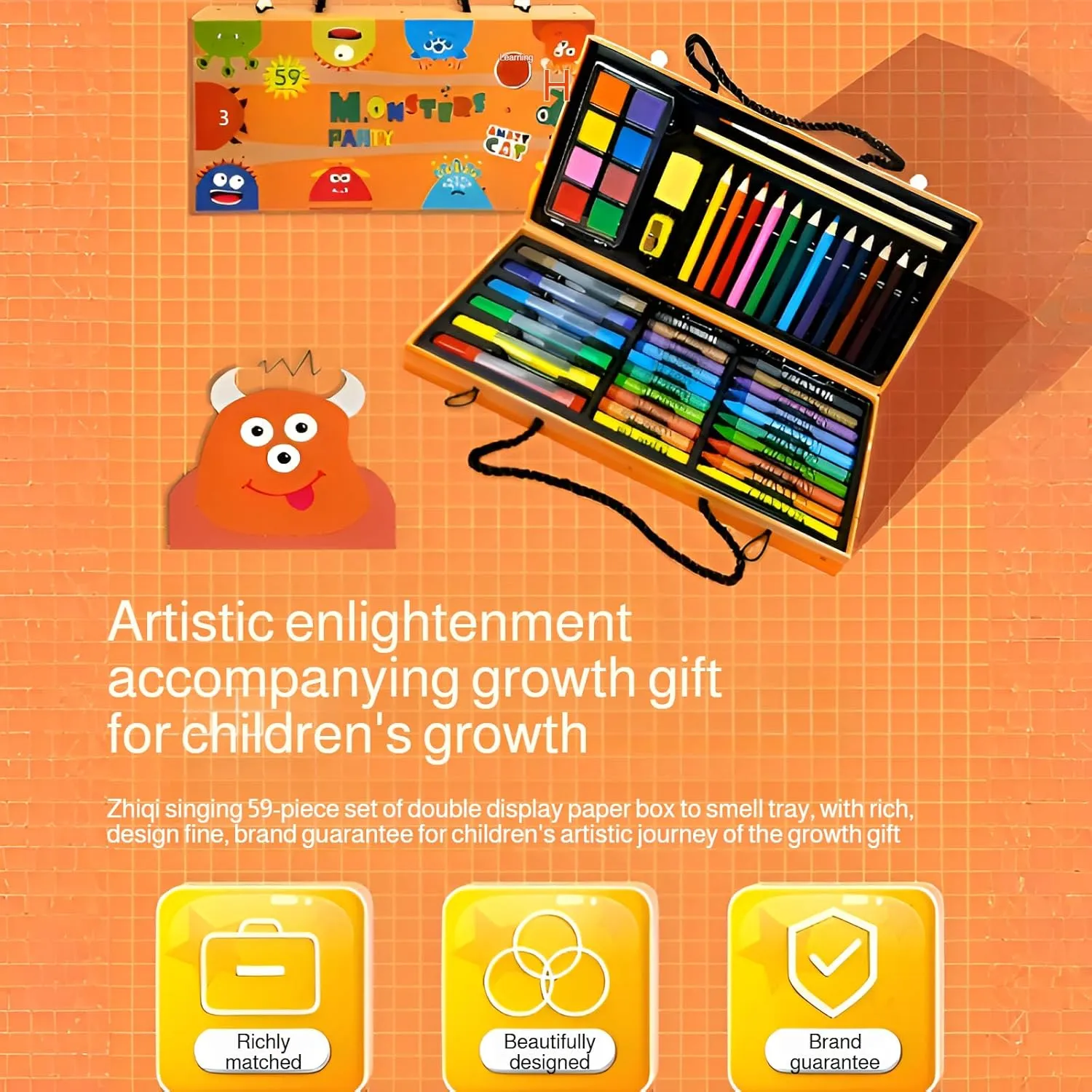 Ellniges]Professional 184-Piece Kids Art Kit: Dual-Tip Crayons & Washable Markers - Design Drawing Set for Ages 5-12, Birthday/Christmas for Girls & Boys