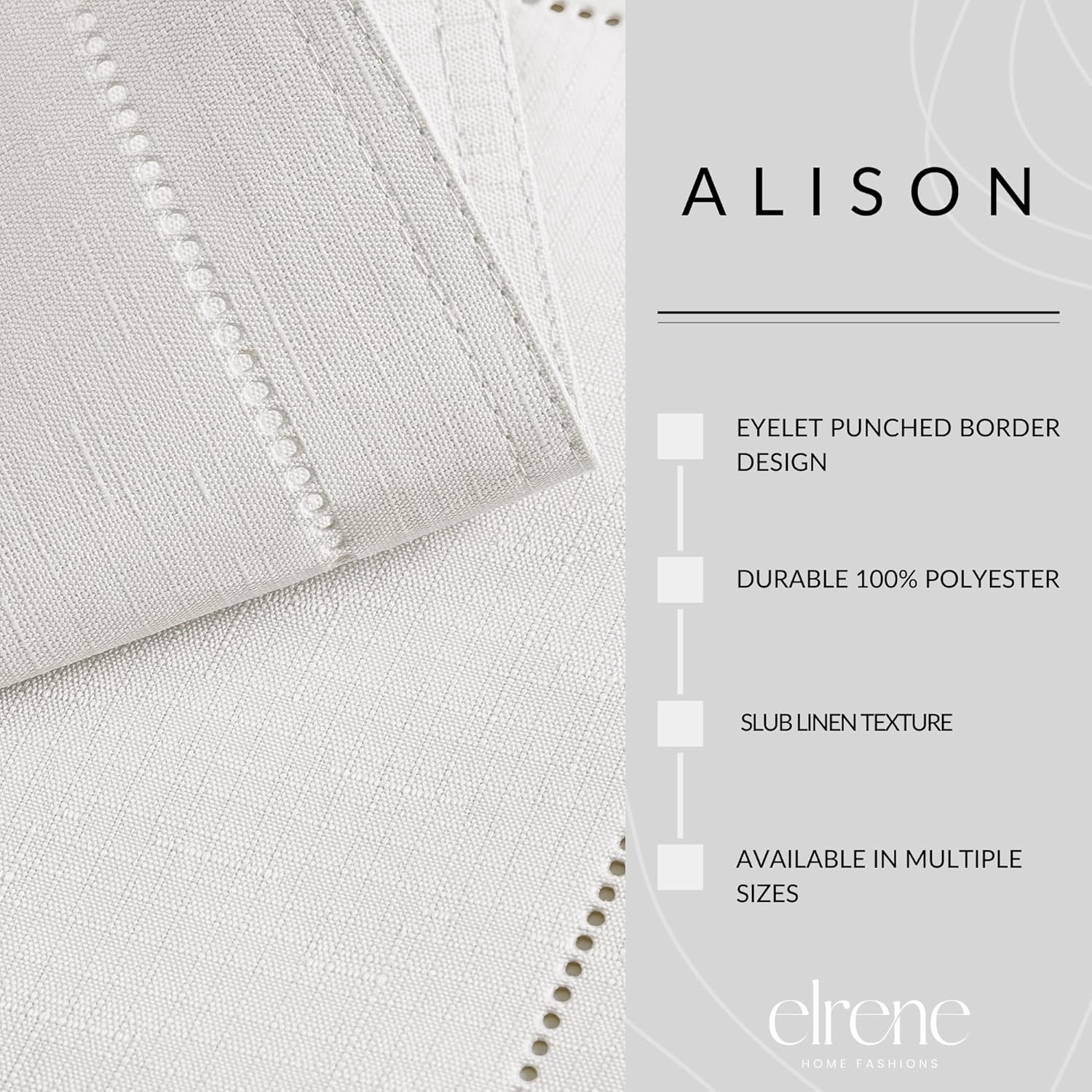 Elrene Home Fashions Alison Eyelet Border Design Wrinkle Resistant Fabric Tablecloth, 60"x84" Rectangle, White