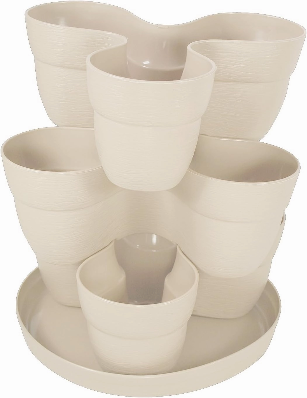 EMSCO Bloomers Stackable Flower Tower Planter – Holds up to 9 Plants – Great Both Indoors and Outdoors – White