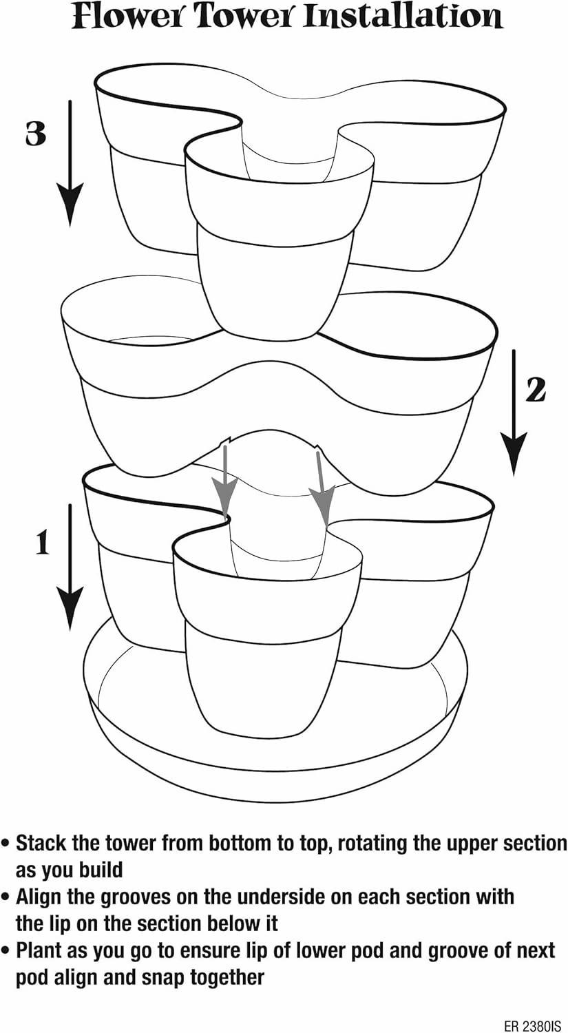 EMSCO Bloomers Stackable Flower Tower Planter – Holds up to 9 Plants – Great Both Indoors and Outdoors – White