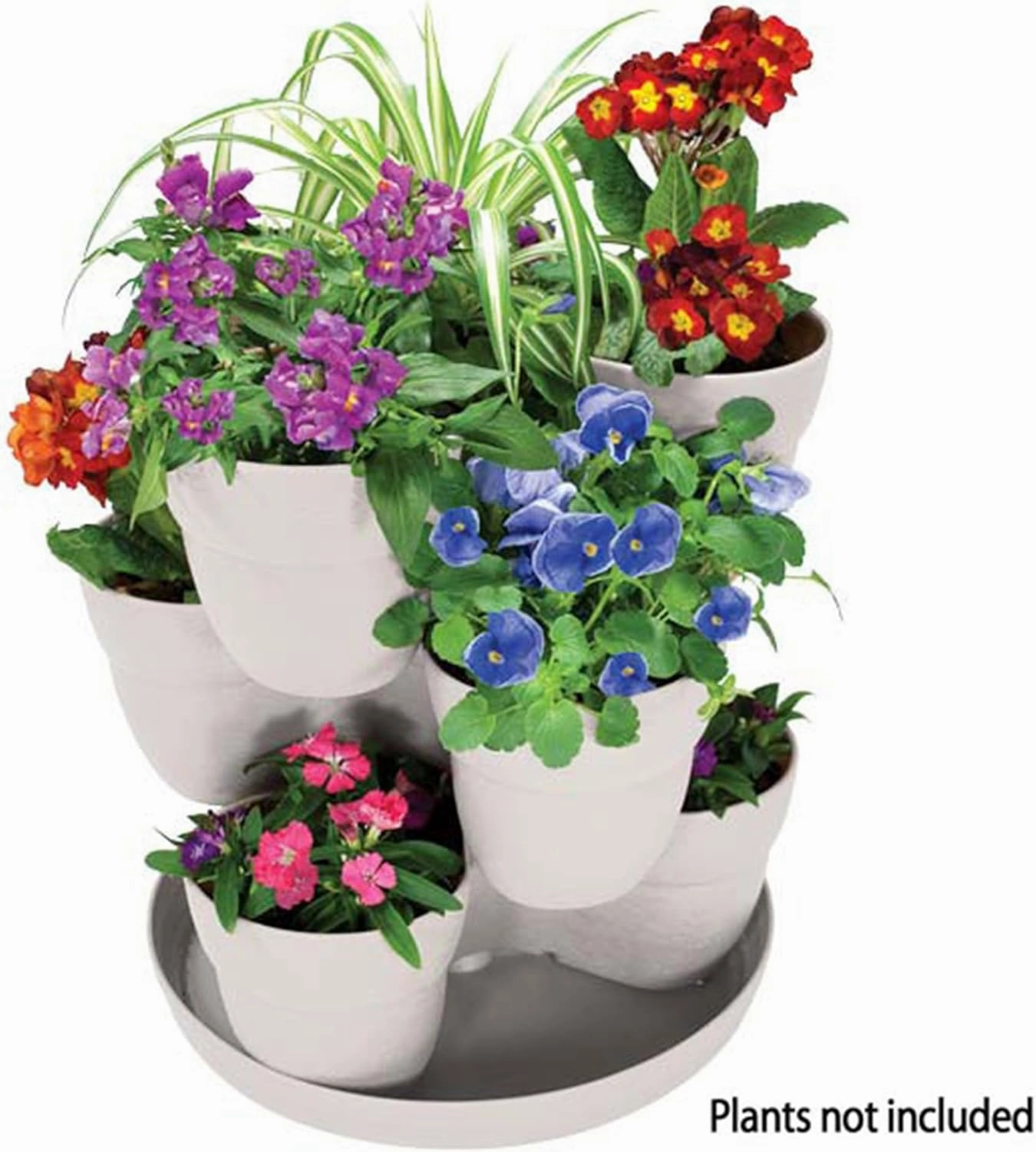 EMSCO Bloomers Stackable Flower Tower Planter – Holds up to 9 Plants – Great Both Indoors and Outdoors – White
