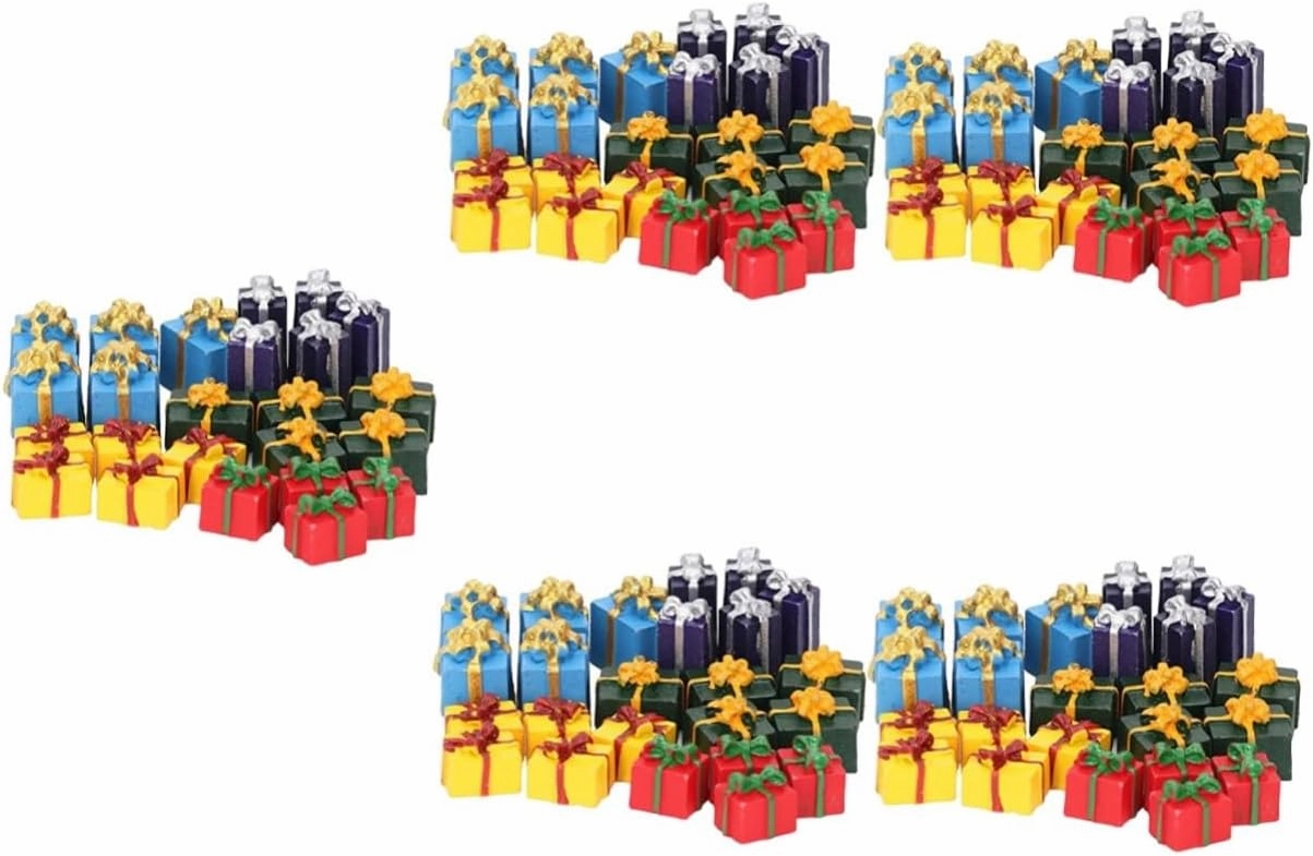ERINGOGO 5sets Mini House Decor Resin Christmas Wall Decor Christmas Miniatures Storage Box 25pcs*5