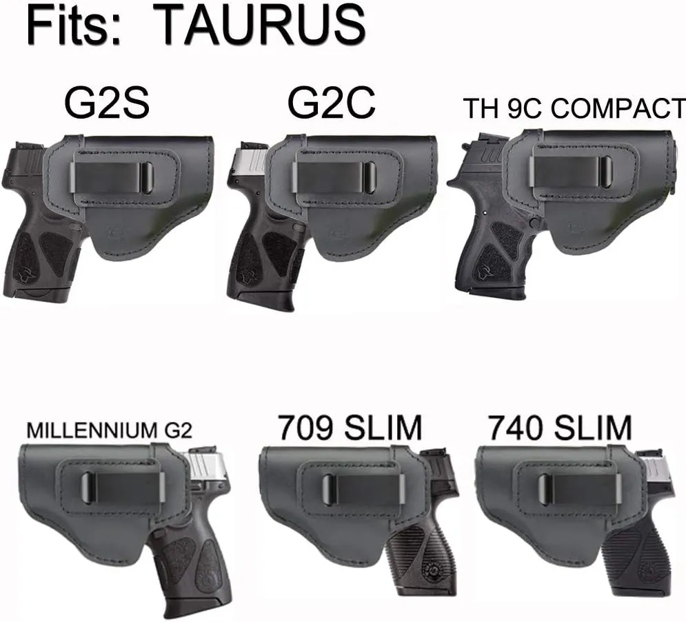 Fast gunman Holster IWB Leather Holster for Inside Waistband Concealed Carry Fits:Taurus G2C G3C / G2S / TH9c TH40c Compact / PT111 Millennium G2 / 709 740 Slim - or Similar Sized Pistols