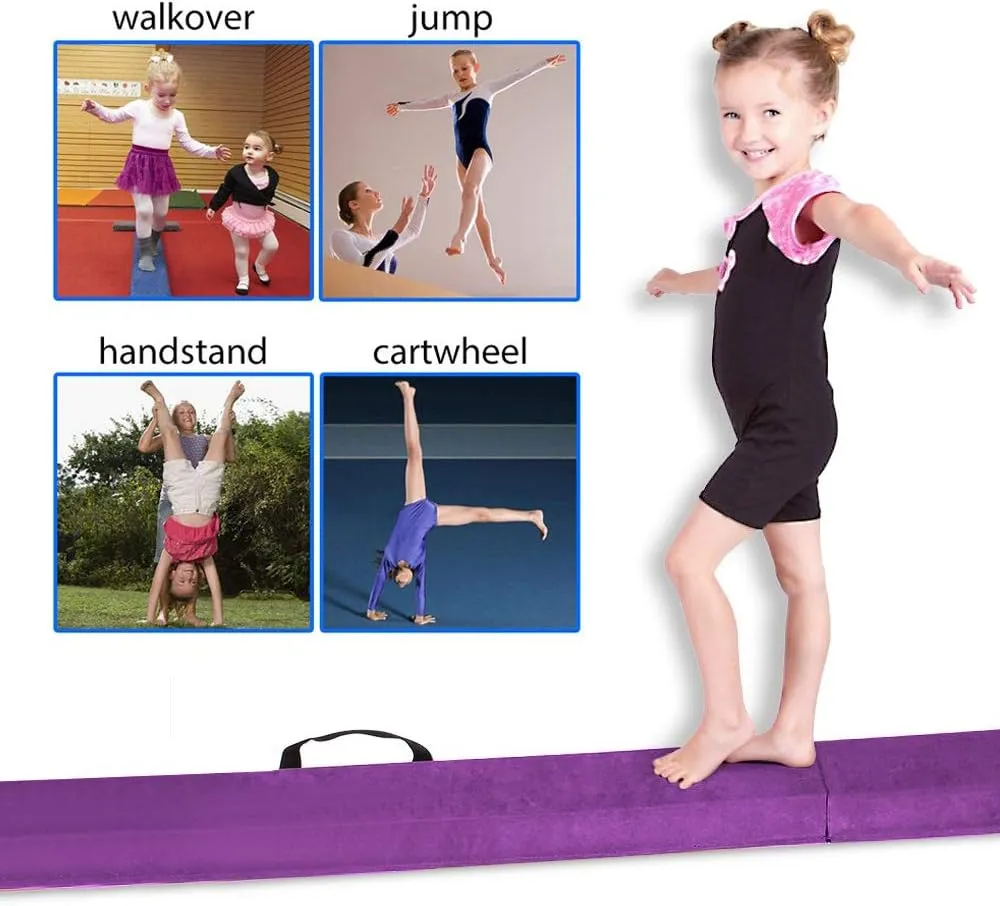 FBSPORT 8ft Balance Beam: Folding Floor Gymnastics Equipment for Kids Adults,Non Slip Rubber Base, Gymnastics Beam for Training, Practice, Physical Therapy and Professional Home Training