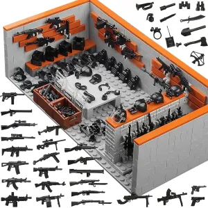 Finger Rock Military Base Army Base Building Set, WW2 Battle Brick Armory Swat Team Weapons Gun Pack Toys for Kids Boys 8 , Compatible with Classic Bricks (611Pcs)