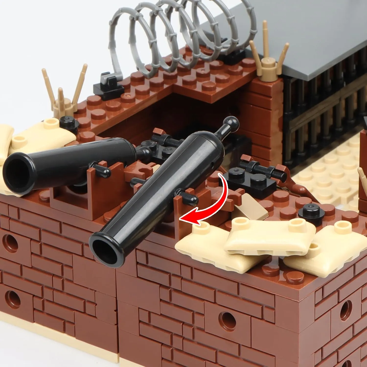 Finger Rock WW2 Military Base Bunker Trench Building Set, 4 in 1 Army Base Set with Medical Point, Penitentiary and Big Guns, Suitable for Military War Scenarios, Idea Gifts for Kid Adults 8  (325pcs)