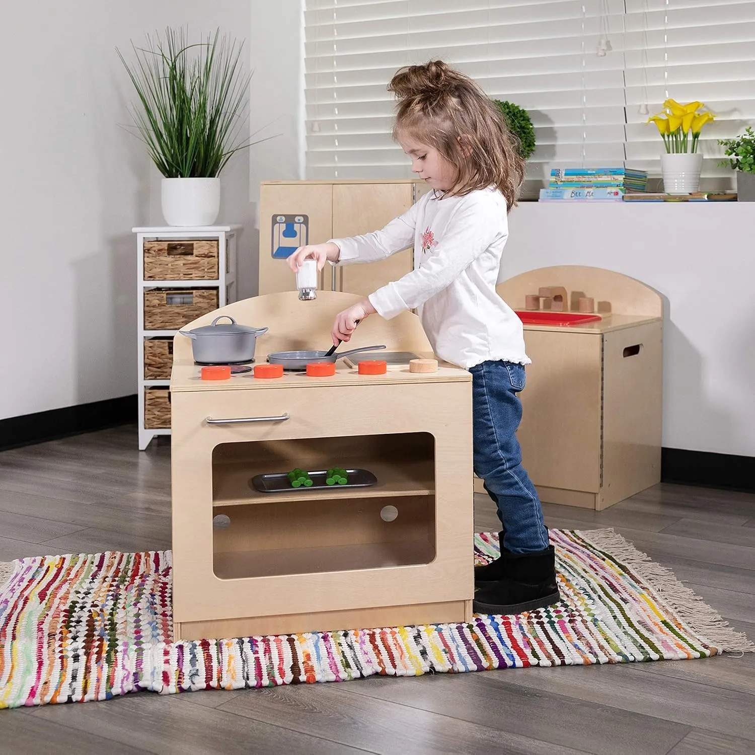 Flash Furniture Hercules Children's Wooden Kitchen Stove for Commercial or Home Use - Safe, Kid Friendly Design, Natural