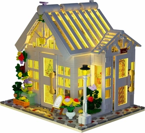 Flower House Architecture Building Set with LED Light,City Flower Store Model Kit,Building Blocks Toy for 15  Age Teen,Adult (1593 Pieces)