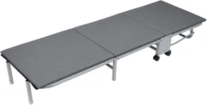 Foldable Bed,Glamping Cot with Sleeping Pad, 3-Fold Guest Bed, Folding Metal Cot with Thick Mattress Pad, Lounge Chair Sleeping Cot Grey