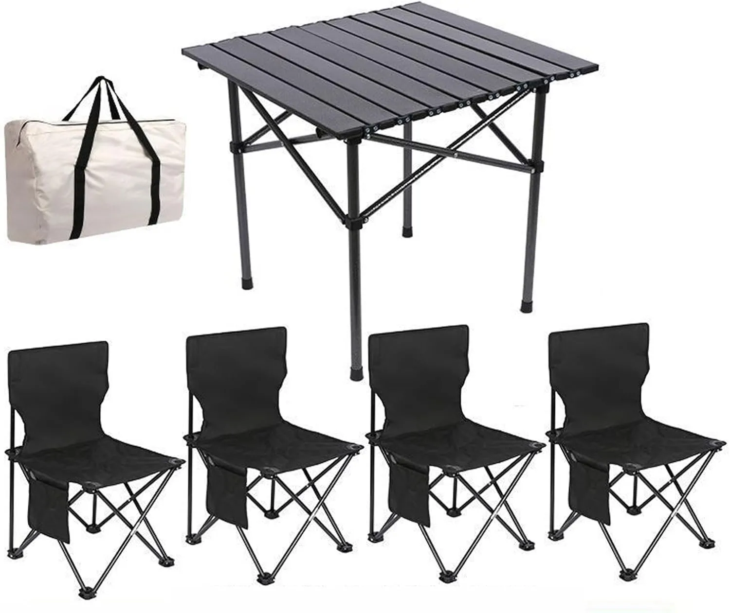 Folding Bea Picnic Tables Collapsible Backpack Lawn air Camping Folding air Set with Roll up Carbon Steel Table for More People Party, BBQ