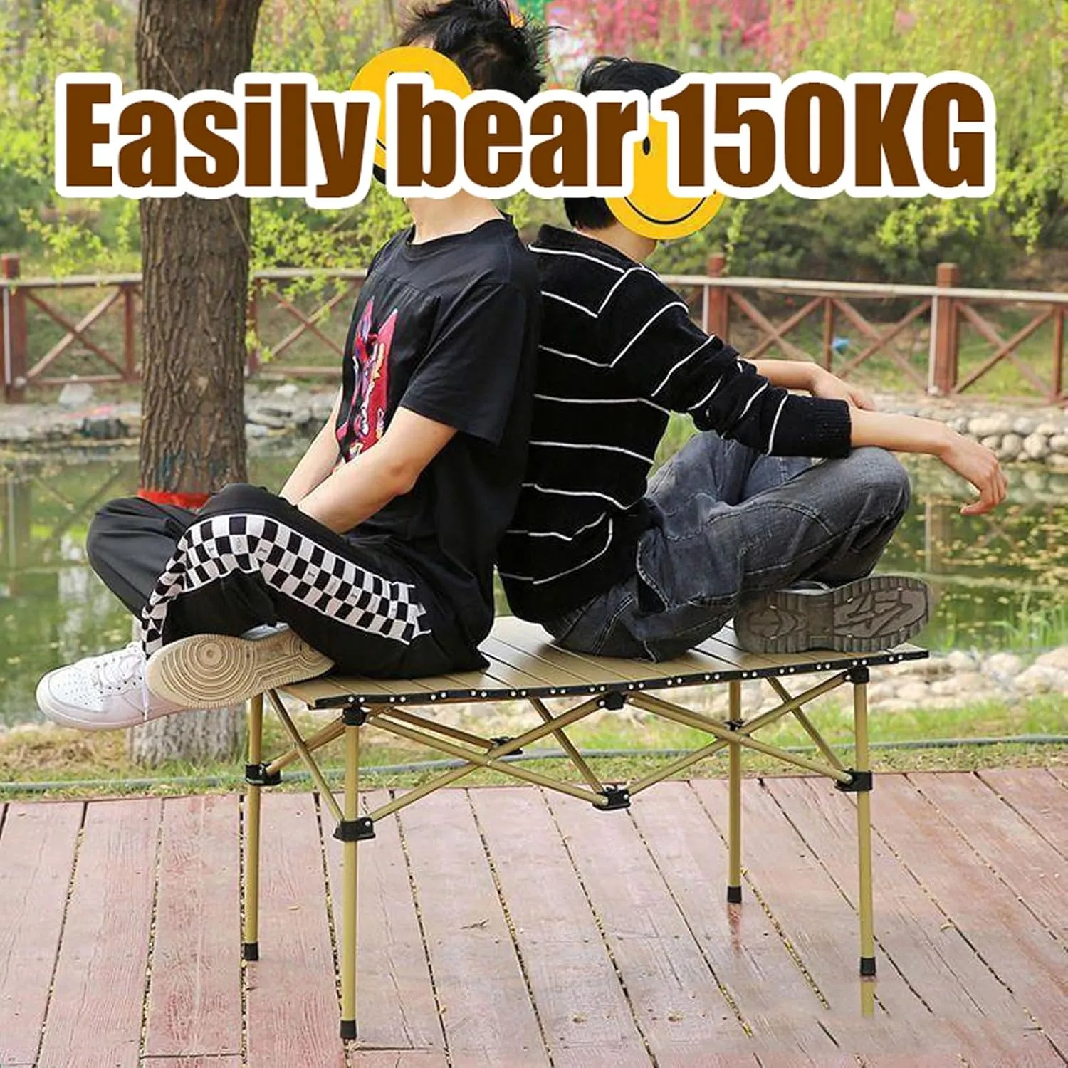 Folding Table and Seats Portable Lightweight Picnic Carbon Steel Family Table Chair Set Folding Picnic Table with Chairs Set, Carrying Storage Bag, Net Bag