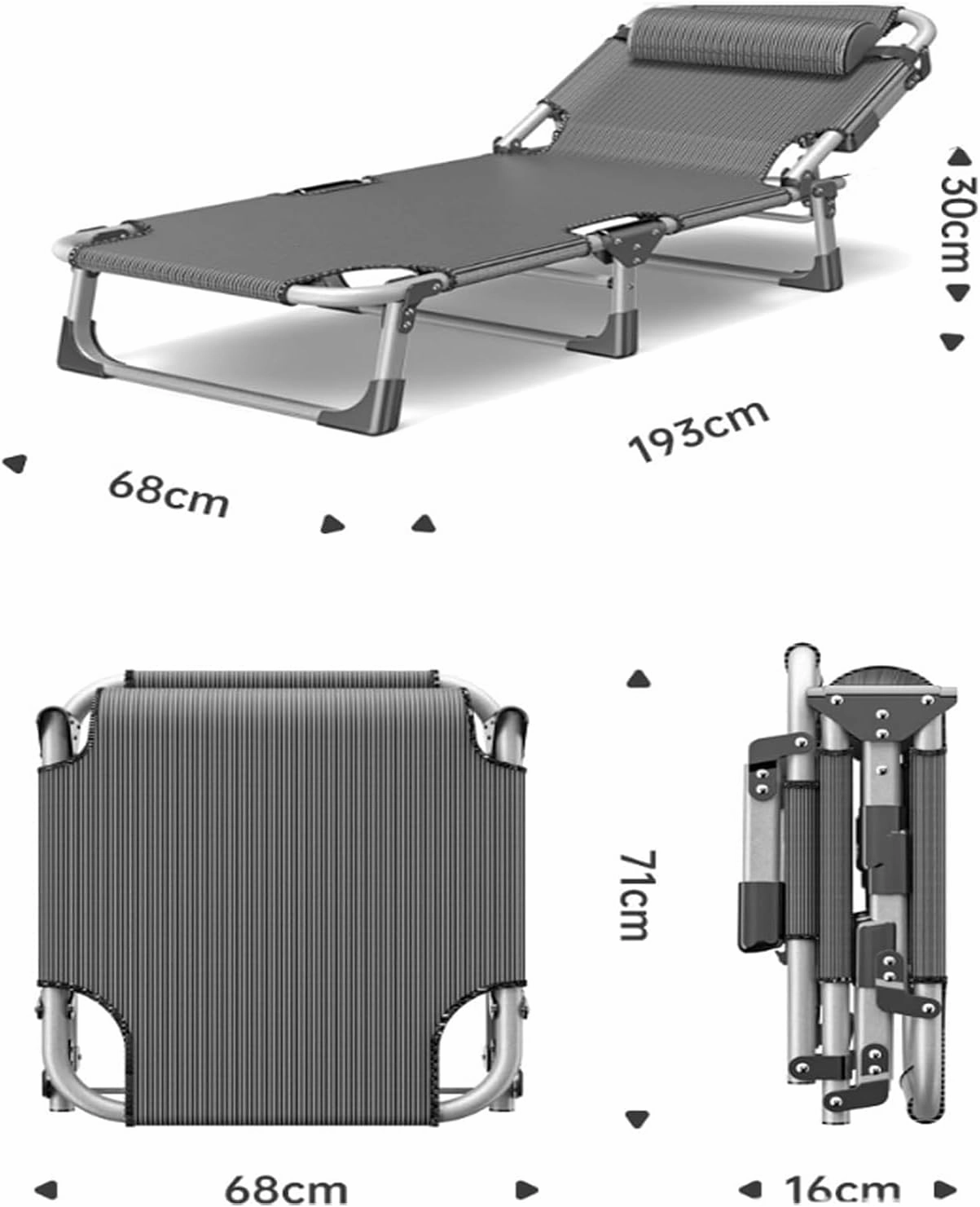 Folding Camping Cot Adjustable 5-Position Camping Bed W/Mattress and Pillow Folding Bed 1200 D Oxford Soft Lounge Chair
