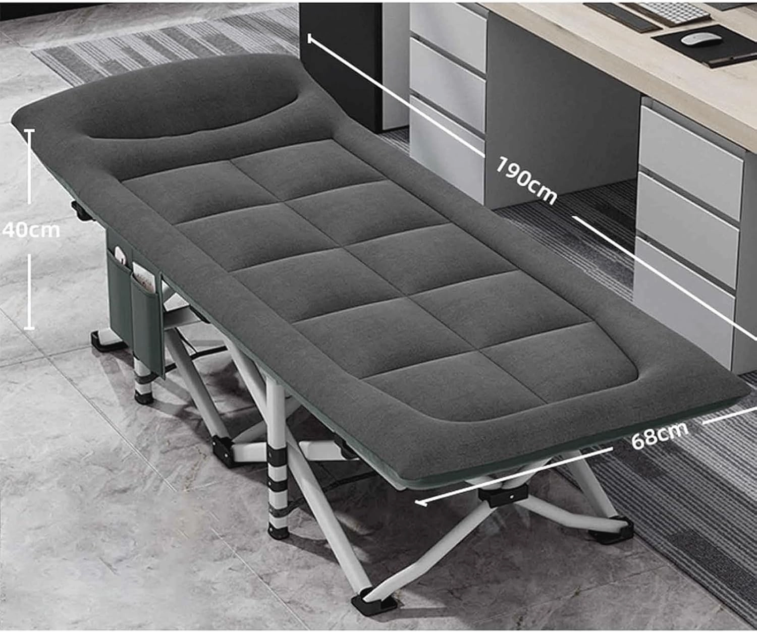 Folding Camping Cot W/Mattress and Pillow Sleeping Cots for Adults Load 300lbs Reclining Chaise Oxford Cloth Folding Cot
