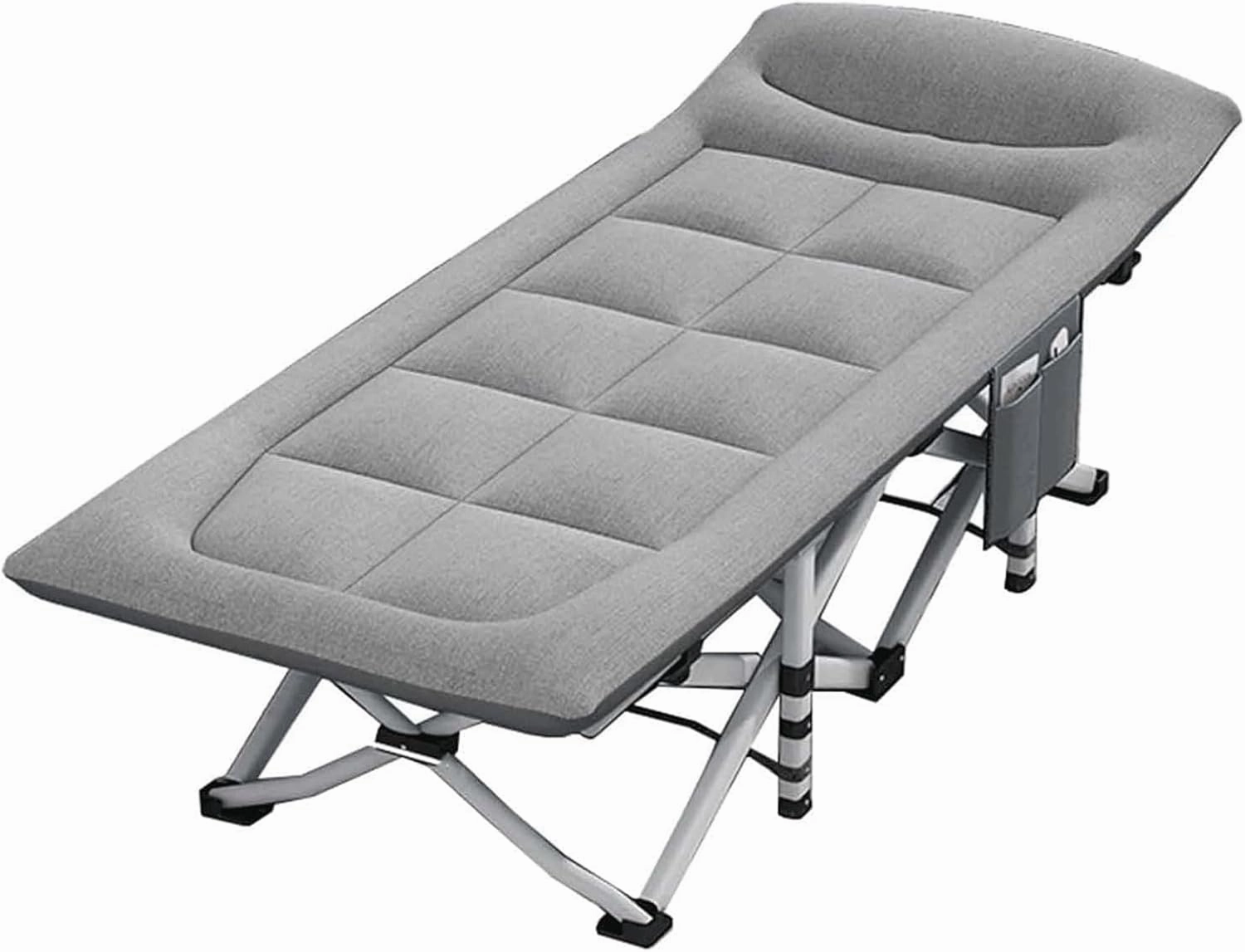 Folding Camping Cot W/Mattress and Pillow Sleeping Cots for Adults Load 300lbs Reclining Chaise Oxford Cloth Folding Cot