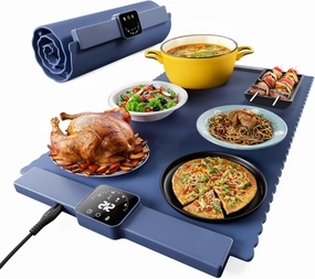 Food Warming Mat for Food, Electric Warming Tray with 5 Temp-Settings to Keep Food Warm at Party, Foldable Heating Pad for Food – Easy Storage, Silicone Food Warming Pad, Easy to Clean